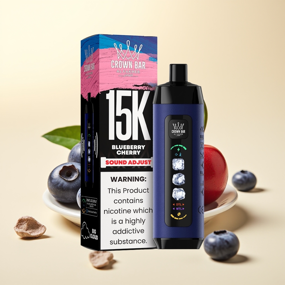 Al Fakher 15k Ice Adjust Clouds Dispozabil Afumător 15000 de fumuri LED Display 22ml Afine Cireș