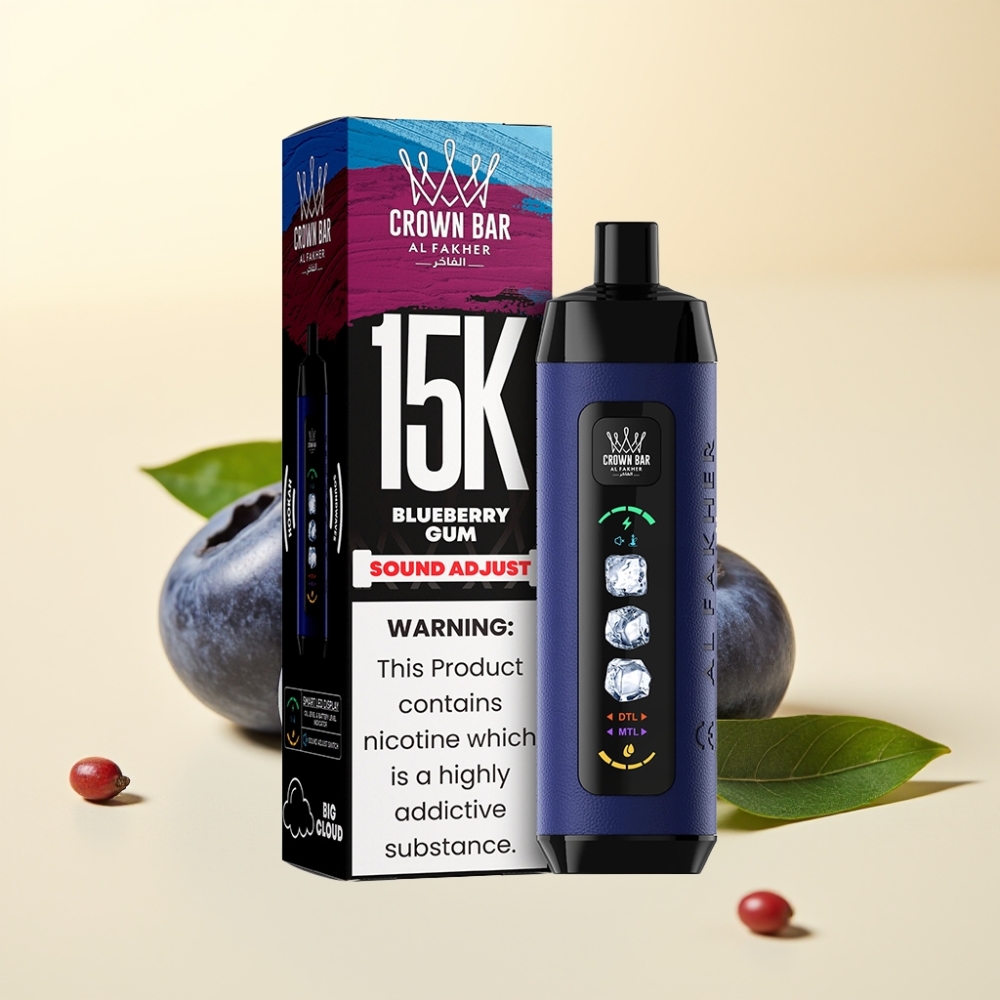 Al Fakher Ice Adjust Clouds 15k LED Display 22ml Guma de Afine Disposable