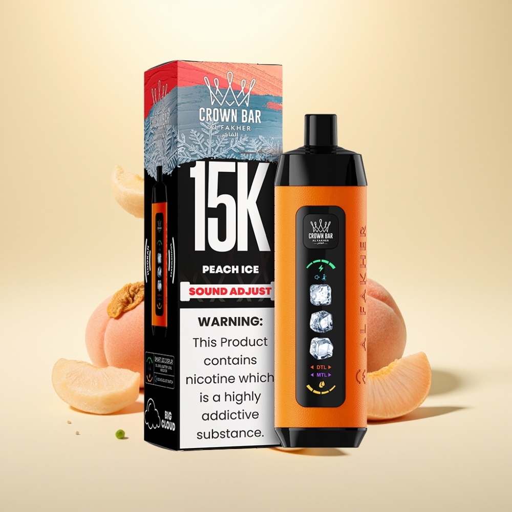 Al Fakher Ice Adjust Clouds 15k LED Display Peach Ice 22ml Mesh Coil