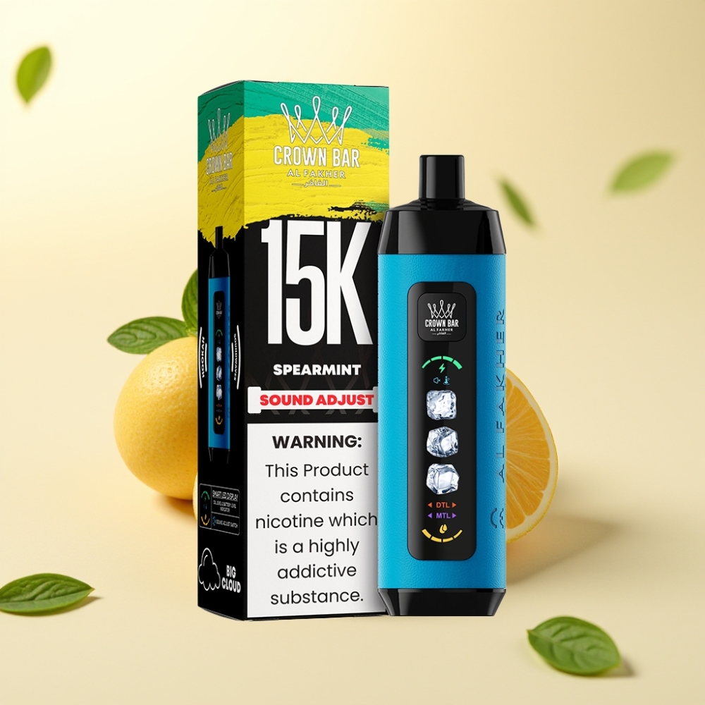 Al Fakher Ice Adjust Clouds 15k LED Display Spearmint Disposable Device