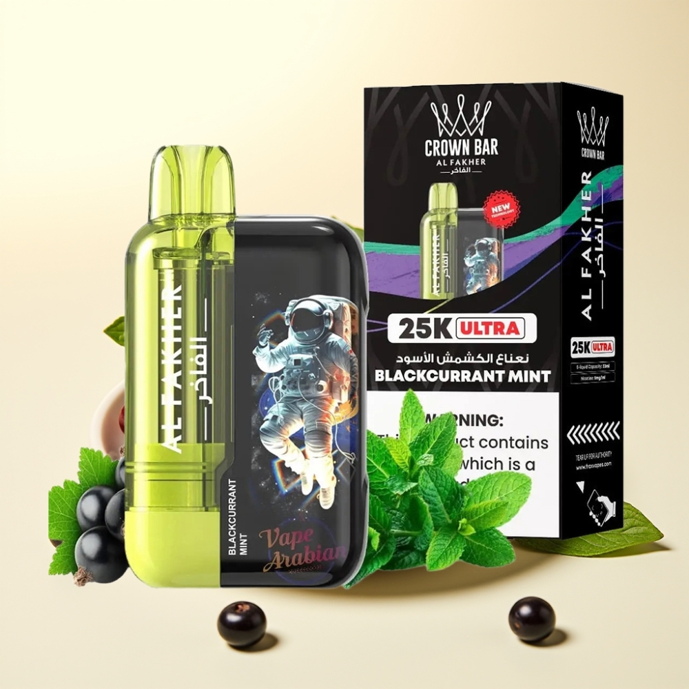 Al Fakher Crown Bar Ultra 25K 22ml Coil Mesh Blackcurrant Mentă LED Display Al Fakher Crown Bar Ultra 25K 22ml Coil Mesh Blackcurrant Mentă LED Display