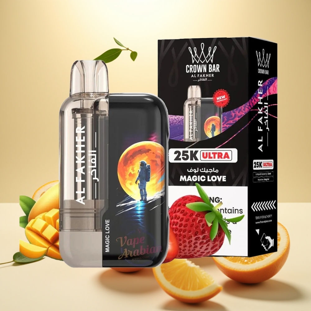 Al Fakher Crown Bar Ultra 25K Disposable Vape Iubire Magică cu LED și Type-C Al Fakher Crown Bar Ultra 25K Disposable Vape Iubire Magică cu LED și Type-C