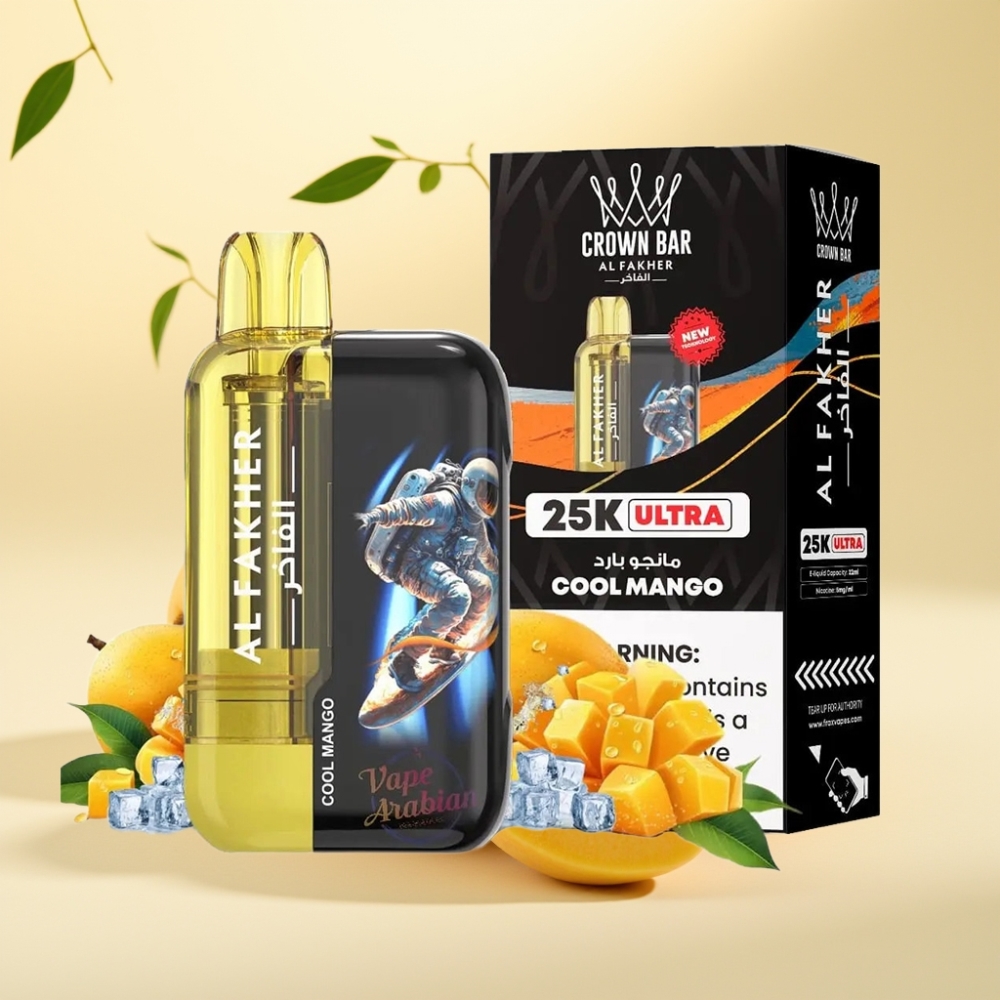Al Fakher Crown Bar Ultra 25K LED Cool Mango 22ml Mesh Al Fakher Crown Bar Ultra 25K LED Cool Mango 22ml Mesh
