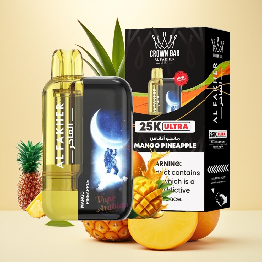 Al Fakher Crown Bar Ultra 25K Mango Ananas LED Afișaj Type-C Încărcare