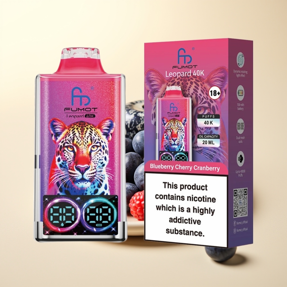 Fumot Leopard 40K Puffs Dual Mesh Type-C Blueberry Cherry Cranberry Disposable Vape