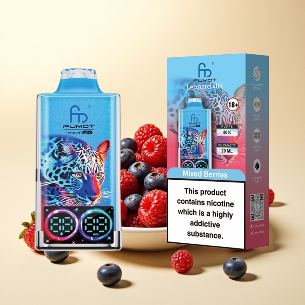 Fumot Leopard 40K Puffs Dual Mesh Type-C Digital Display Mixed Berries Disposable Vape