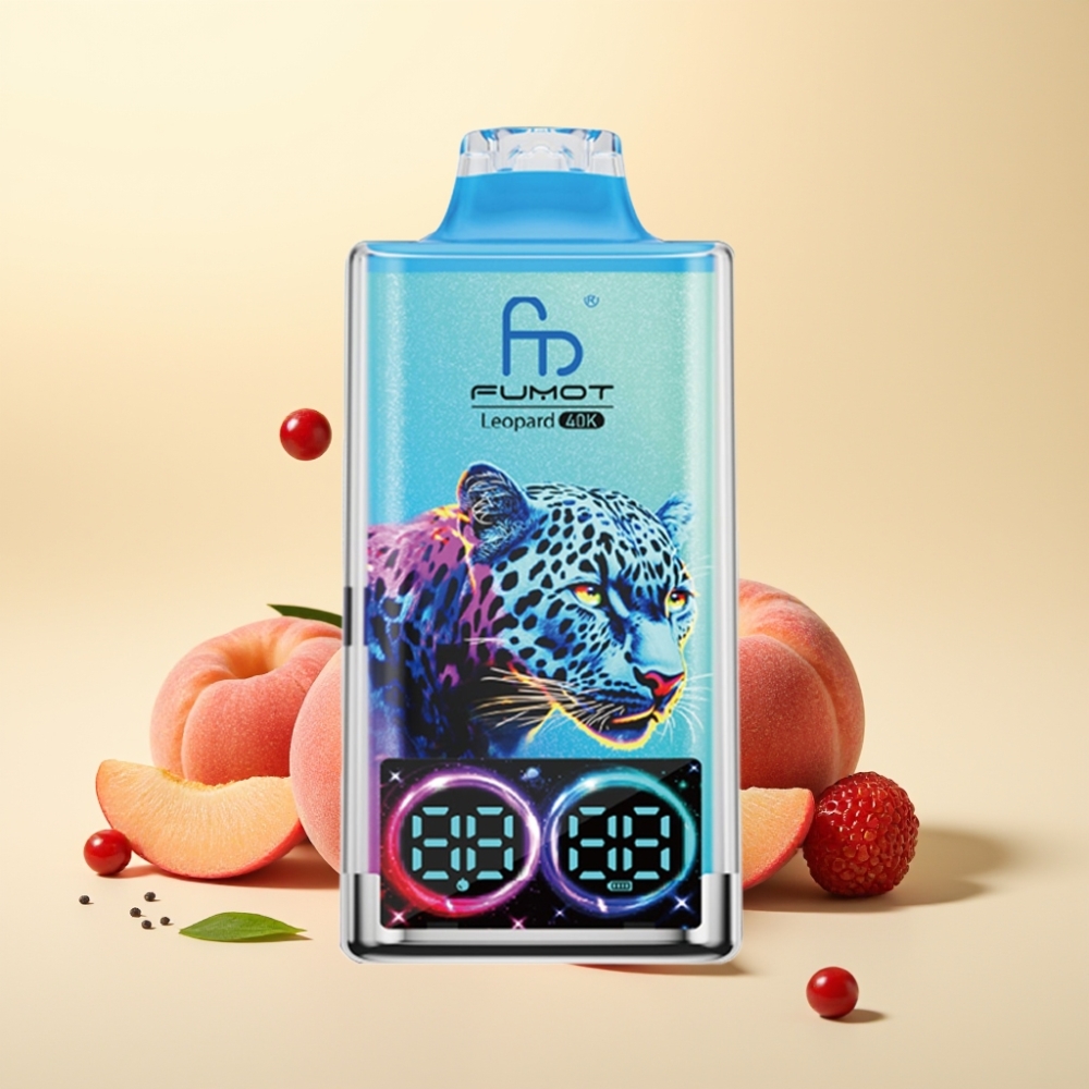 Fumot Leopard 40K Puffs Dual Mesh Type-C Peach Berry Digital Display Fumot Leopard 40K Puffs Dual Mesh Type-C Peach Berry Digital Display