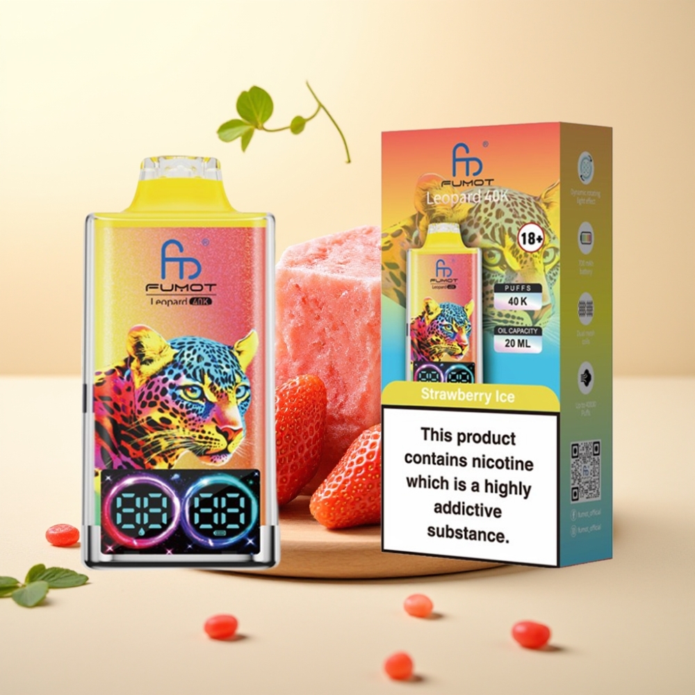 Fumot Leopard 40K Puffs Strawberry Ice Disposable Vape Dual Mesh Type-C Digital Display