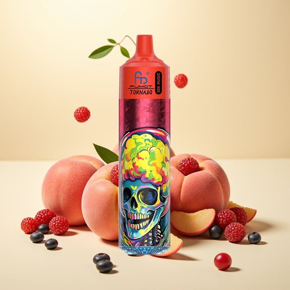 Fumot RandM Tornado 30000 Puffs 30mL LED 5% Piersică și Fructe de Pădure