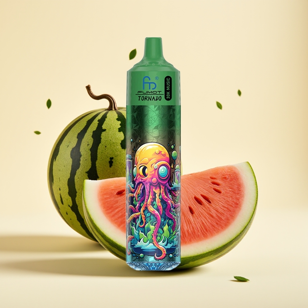 Fumot RandM Tornado 30000 Puffs 30mL LED Pepene Galben Cantaloup 5%