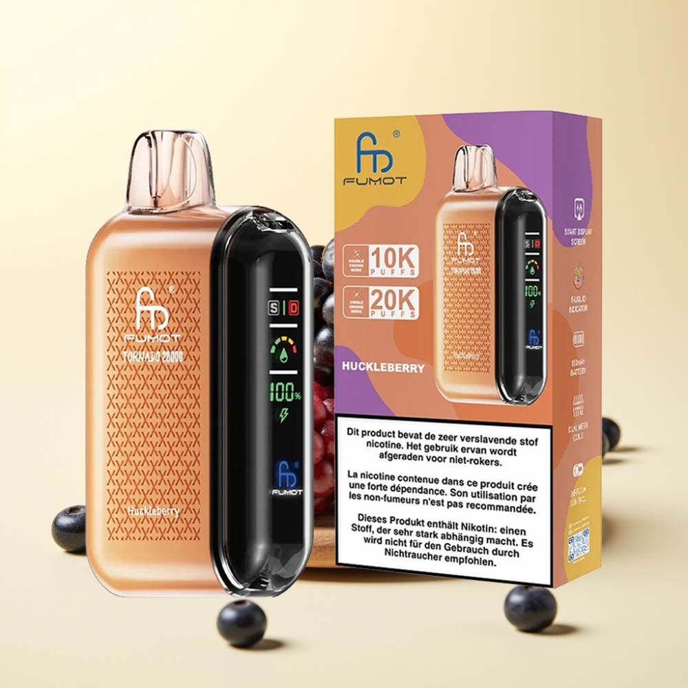 Fumot Tornado 20000 Puffs Dual Mesh Coil 20ml Afine Huckleberry Smart Display