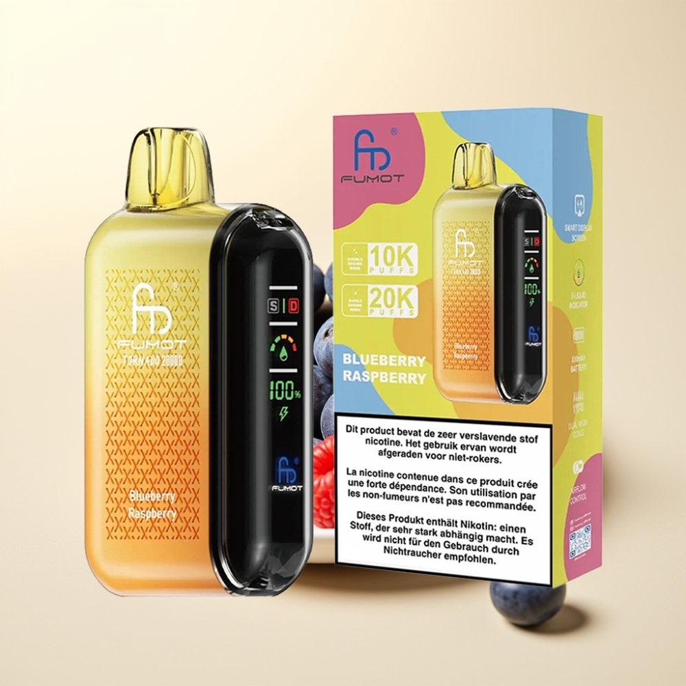 Fumot Tornado 20000 Puffs Dual Mesh Coil 20ml Afine Zmeură Rechargeable Battery