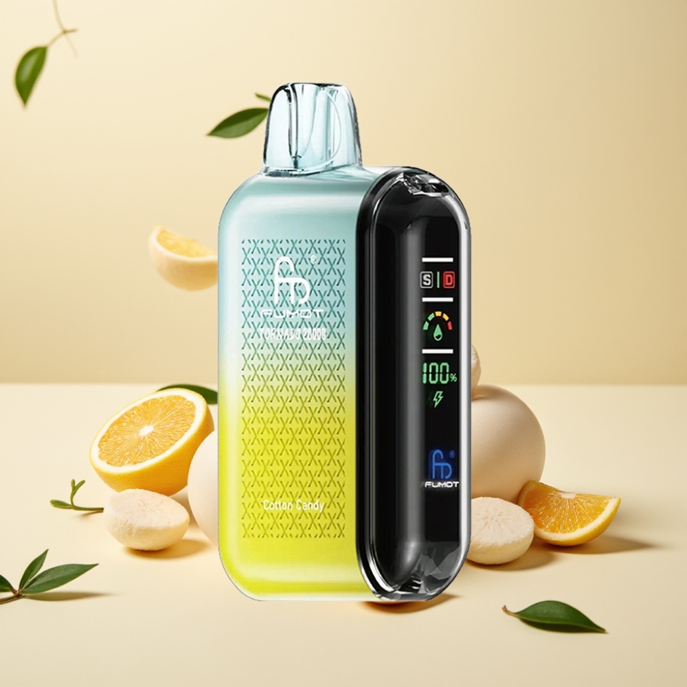 Fumot Tornado 20000 Puffs Dual Mesh Coil 20ml Baterie 850mAh Aroma Vată de Zahăr