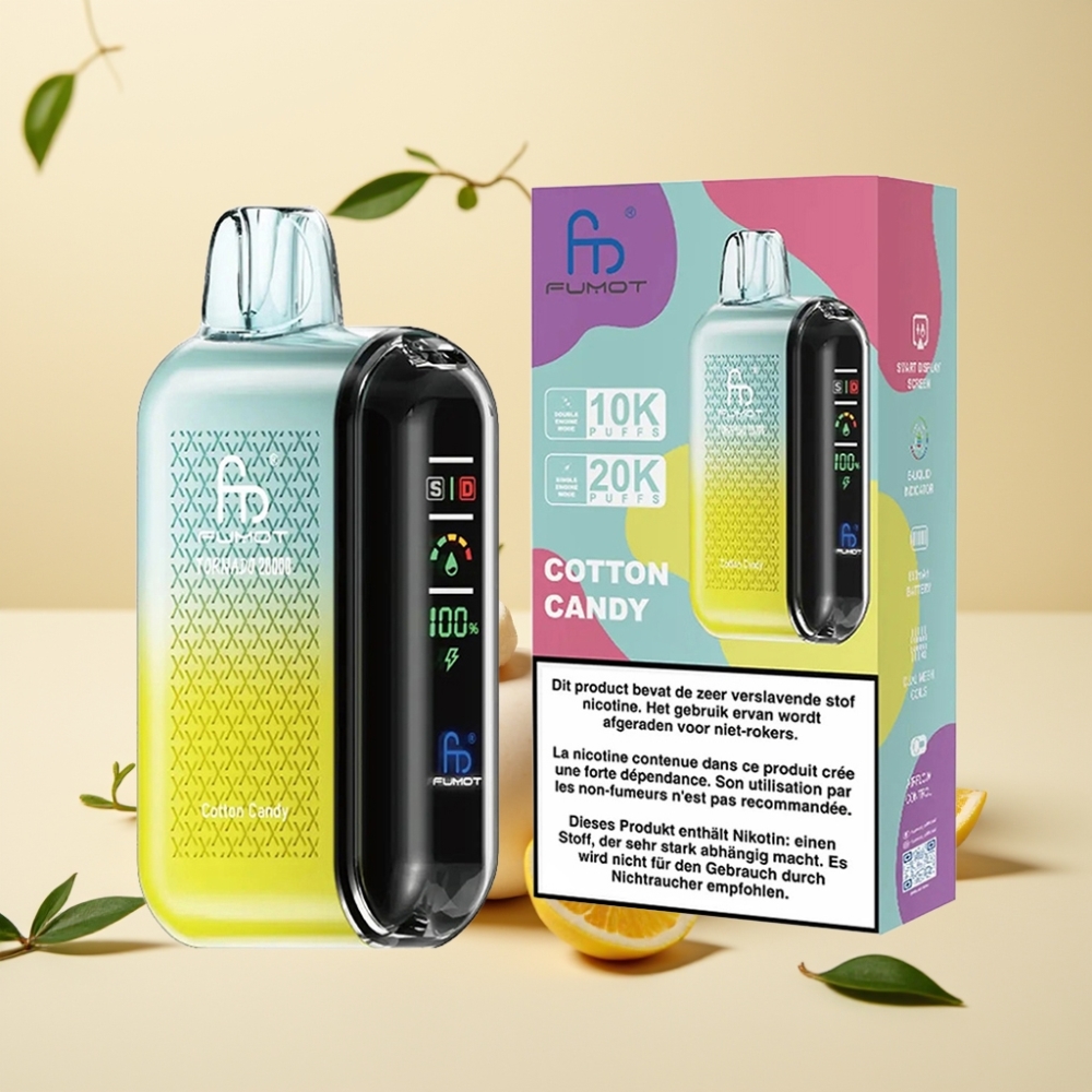 Fumot Tornado 20000 Puffs Dual Mesh Coil 20ml Baterie 850mAh Aroma Vată de Zahăr