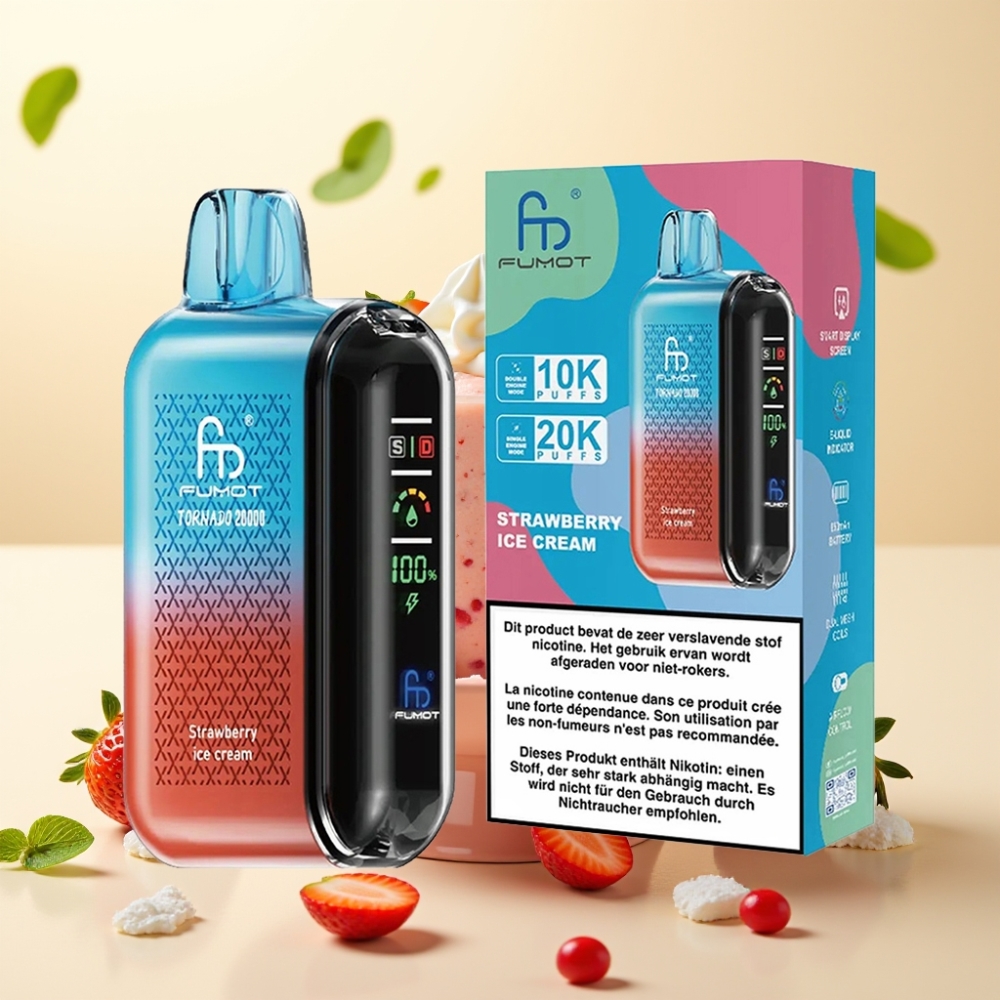 Fumot Tornado 20000 Puffs Dual Mesh Coil 20ml E-liquid Strawberry Ice Cream