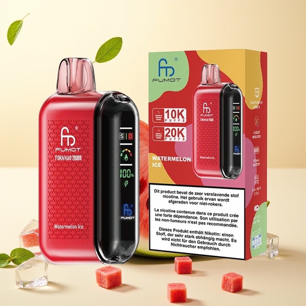 Fumot Tornado 20000 Puffs Dual Mesh Coil 20ml Rechargeable Watermelon Ice