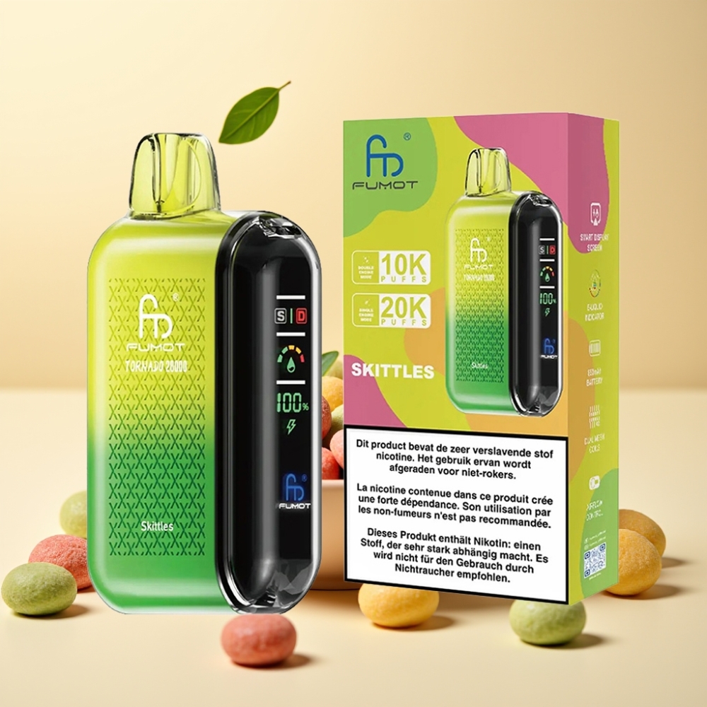 Fumot Tornado 20000 Puffs Dual Mesh Coil Skittles 20ml 850mAh Smart Display