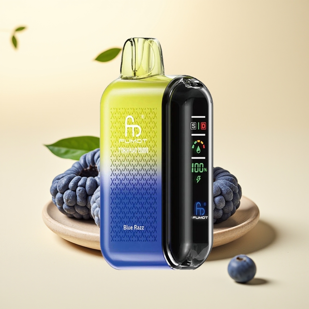 Fumot Tornado 20000 Puffs Dual Mesh Coil Smart Display Airflow Control Blue Razz