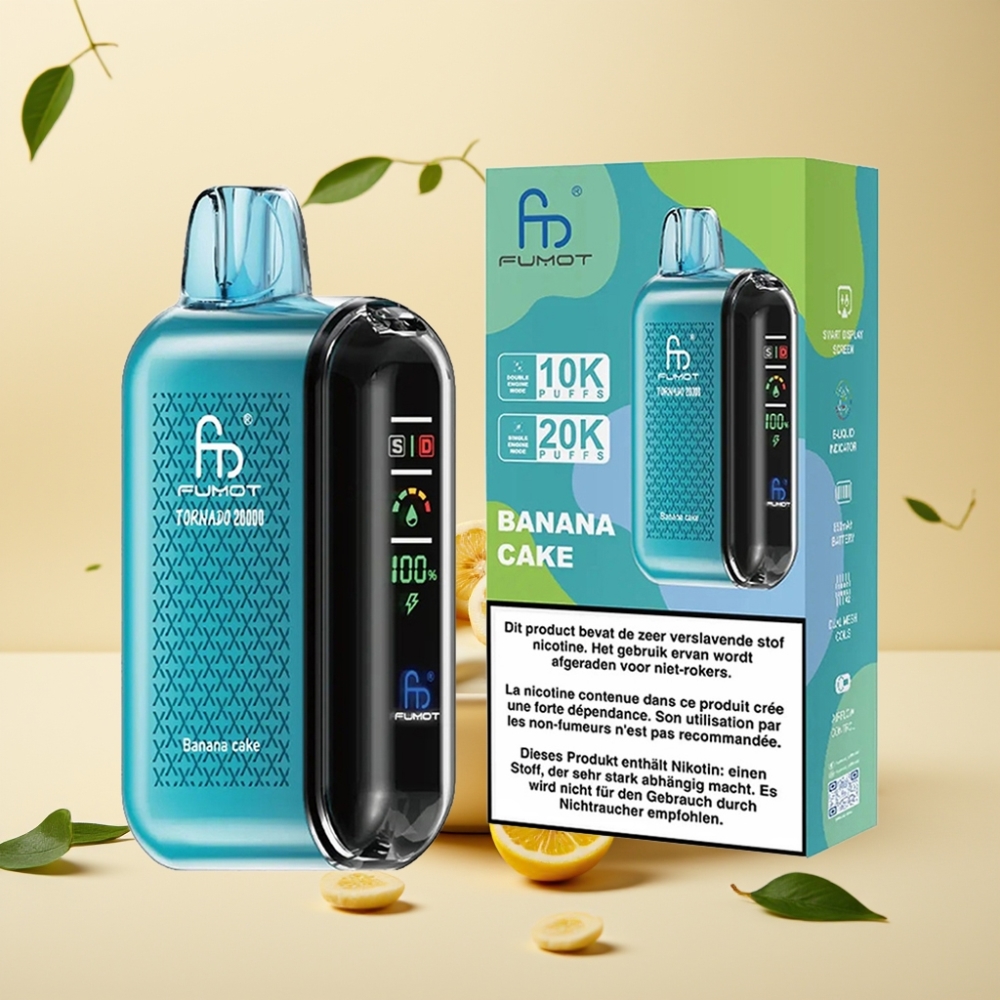 Fumot Tornado 20000 Puffs Dual Mesh Coil Smart Display Banana Cake