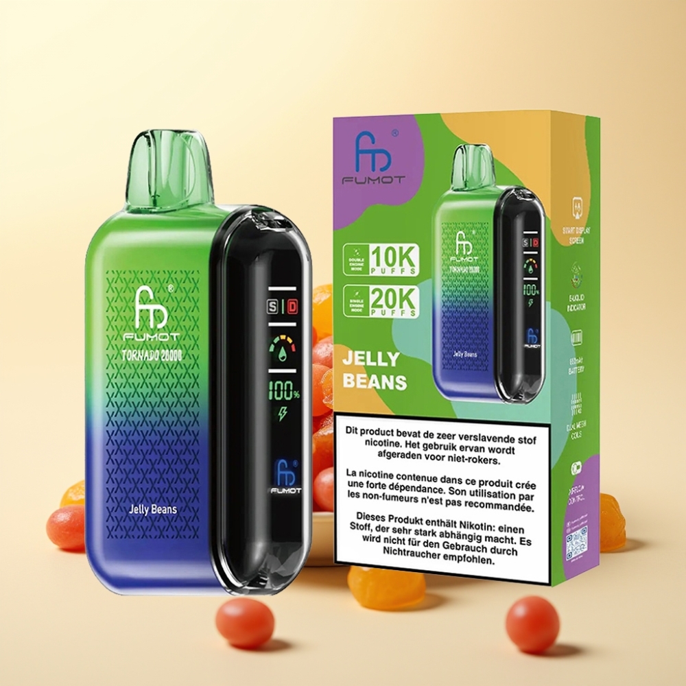 Fumot Tornado 20000 Puffs Dual Mesh Coil Smart Display Fasole Dulce