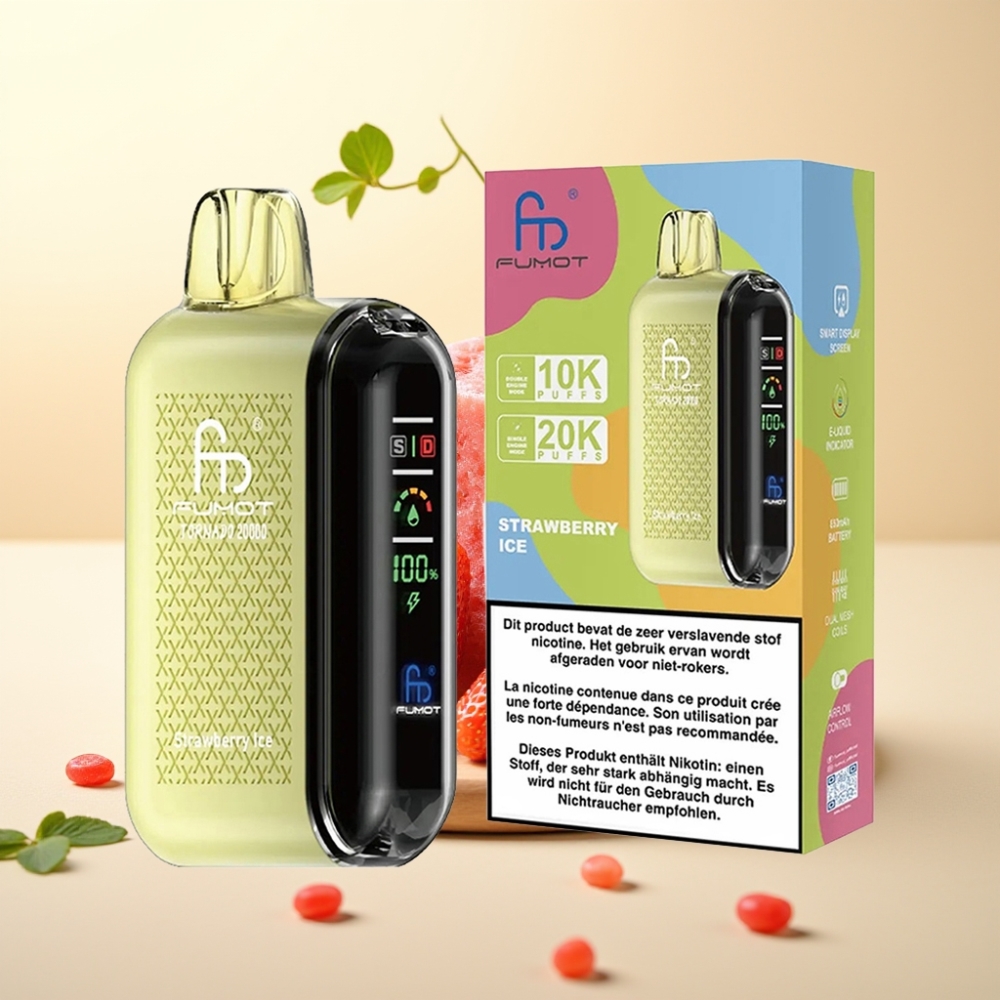 Fumot Tornado 20000 Puffs Dual Mesh Coil Strawberry Ice Smart Display