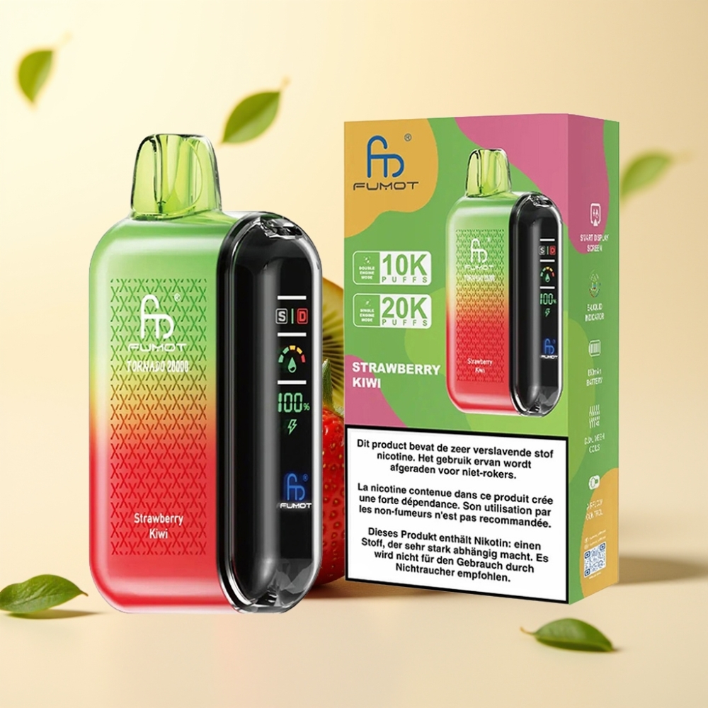 Fumot Tornado 20000 Puffs Dual Mesh Coil Strawberry Kiwi Smart Display