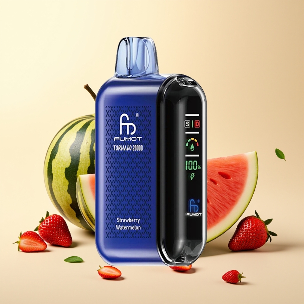 Fumot Tornado 20000 Puffs Dual Mesh Coil Strawberry Watermelon Smart Display Airflow Control