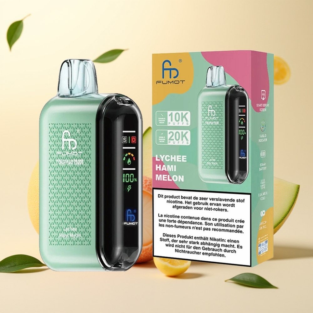 Fumot Tornado 20000 Puffs Dual Mesh Lychee Hami Melon Smart Display Airflow Control