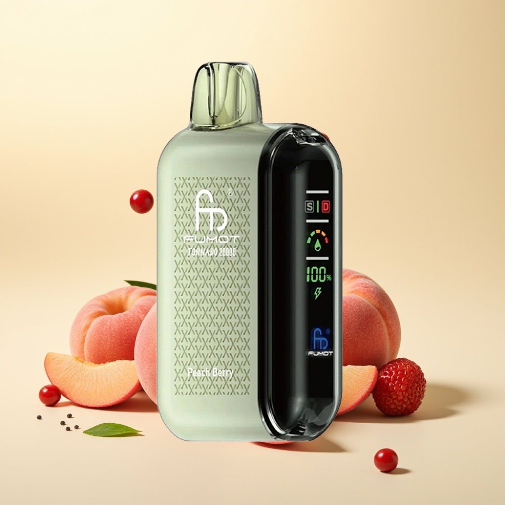Fumot Tornado 20000 Puffs Dual Mesh Peach Berry Smart Display Airflow Control