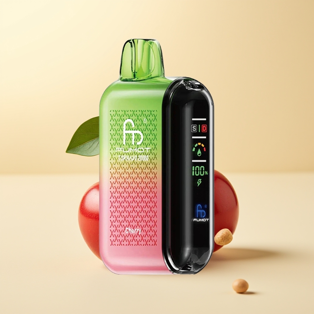Fumot Tornado 20000 Puffs Dual Mesh Rechargeable Smart Display Cherry