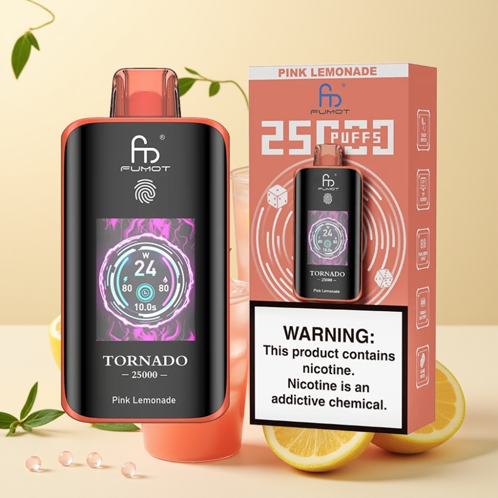 Fumot Tornado 25000 Puffs HD Screen 700mAh Rechargeabil Lamaie Roz