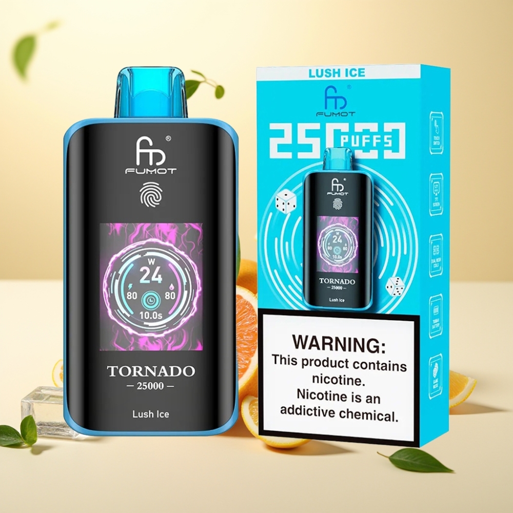Fumot Tornado 25000 Puffs HD Screen 700mAh Rechargeabil Lush Ice Gheață Afinată