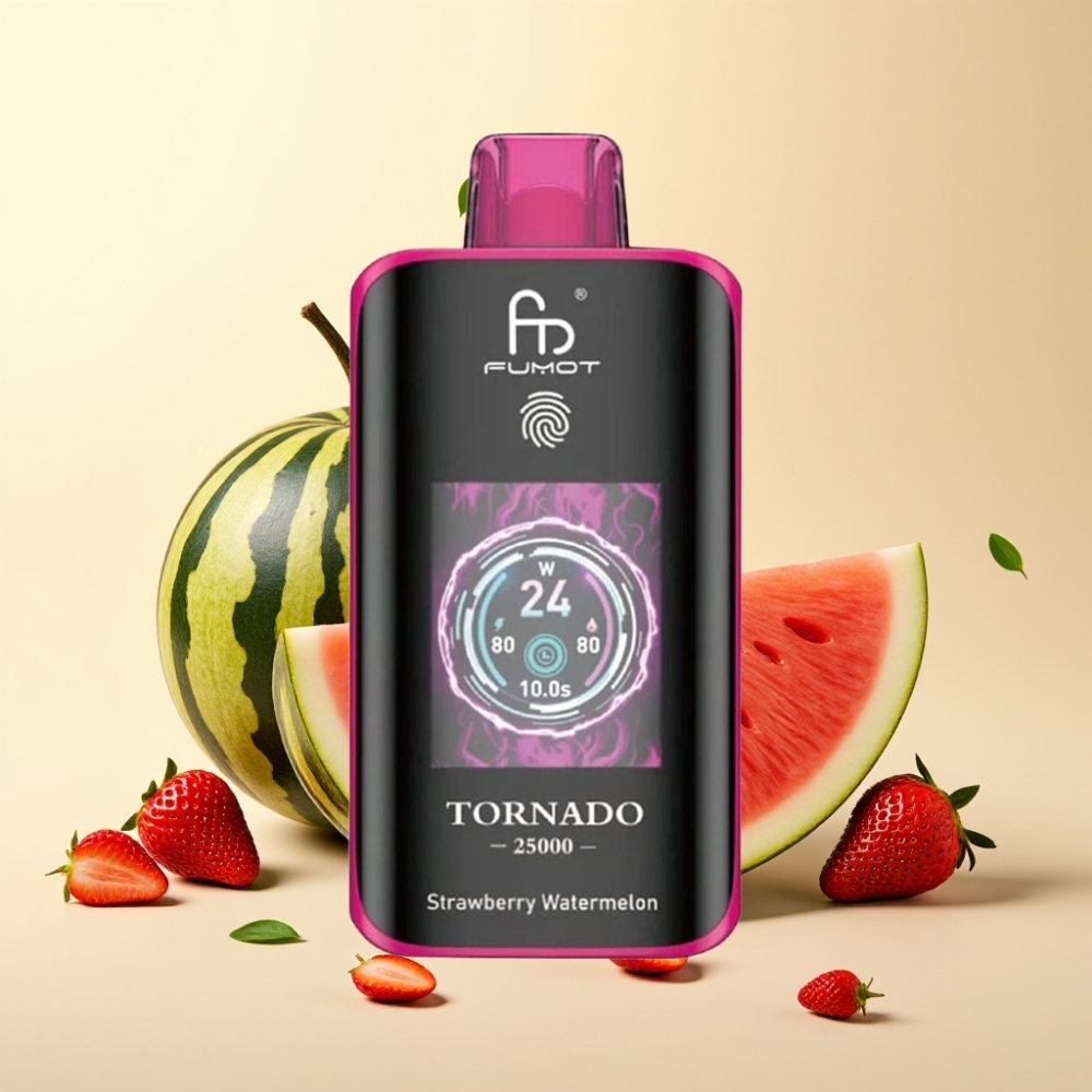 Fumot Tornado 25000 Puffs HD Screen 700mAh Rechargeable Capsule de Căpșuni și Pepene Verde
