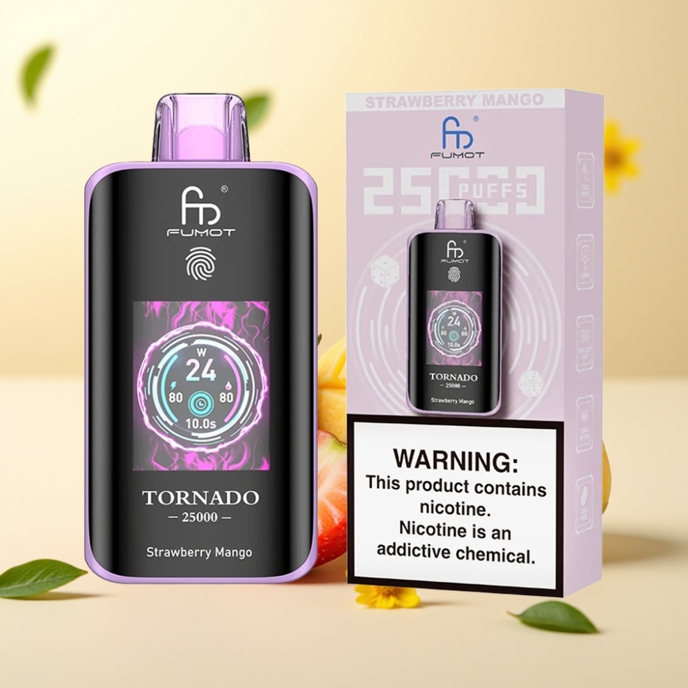 Fumot Tornado 25000 Puffs HD Screen Strawberry Mango Rechargeable Type-C