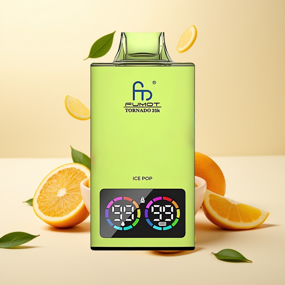 Fumot Tornado 35K Disposable Vape cu Dual Mesh Coil și USB-C, Aroma Pop Ice
