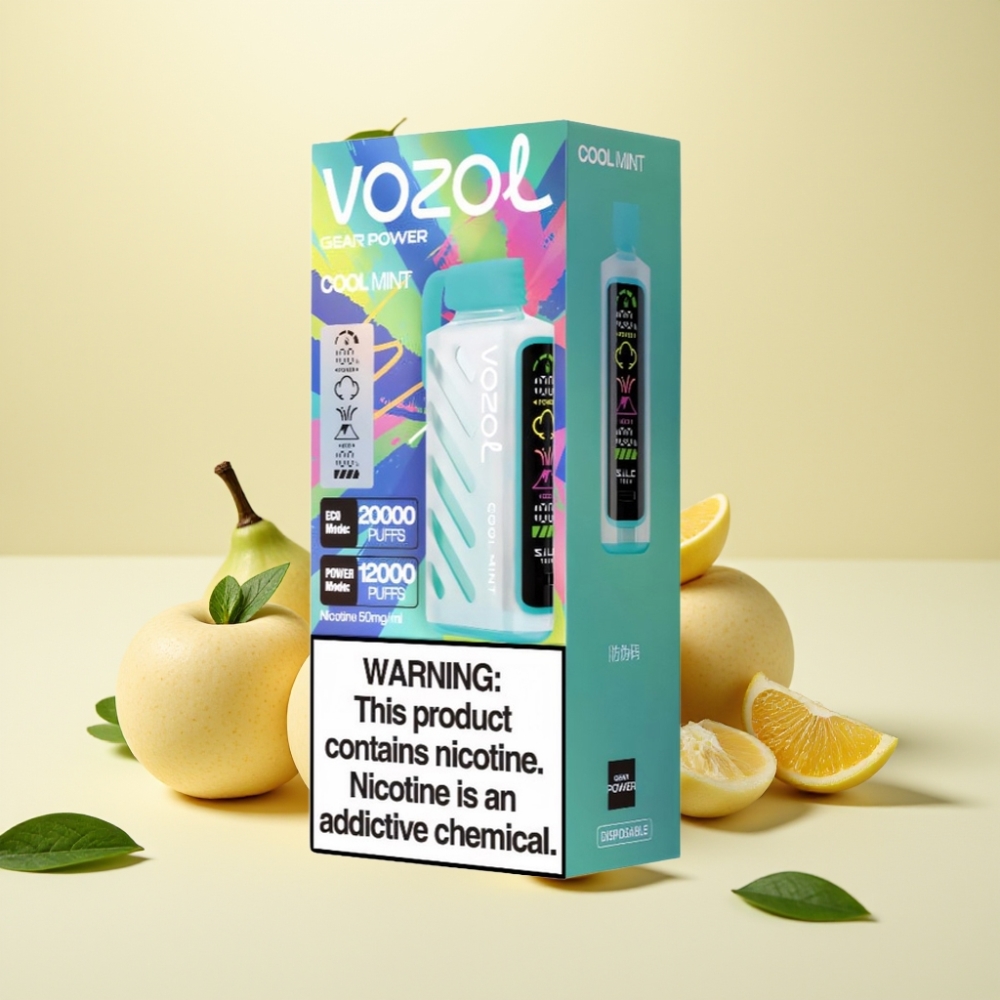 VOZOL Gear Power 20000 Puffs Dual Mesh Coil Cool Mint Full Screen Display