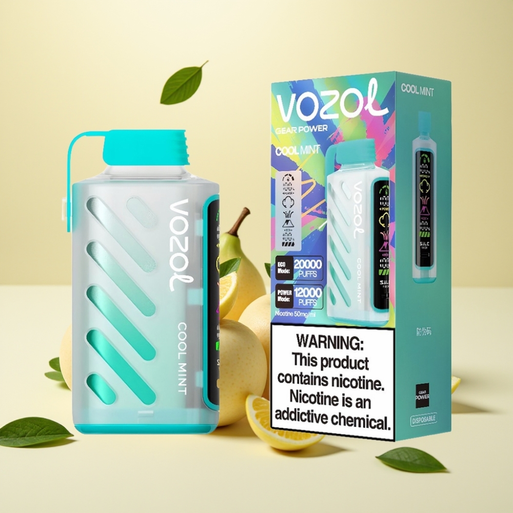 VOZOL Gear Power 20000 Puffs Dual Mesh Coil Cool Mint Full Screen Display