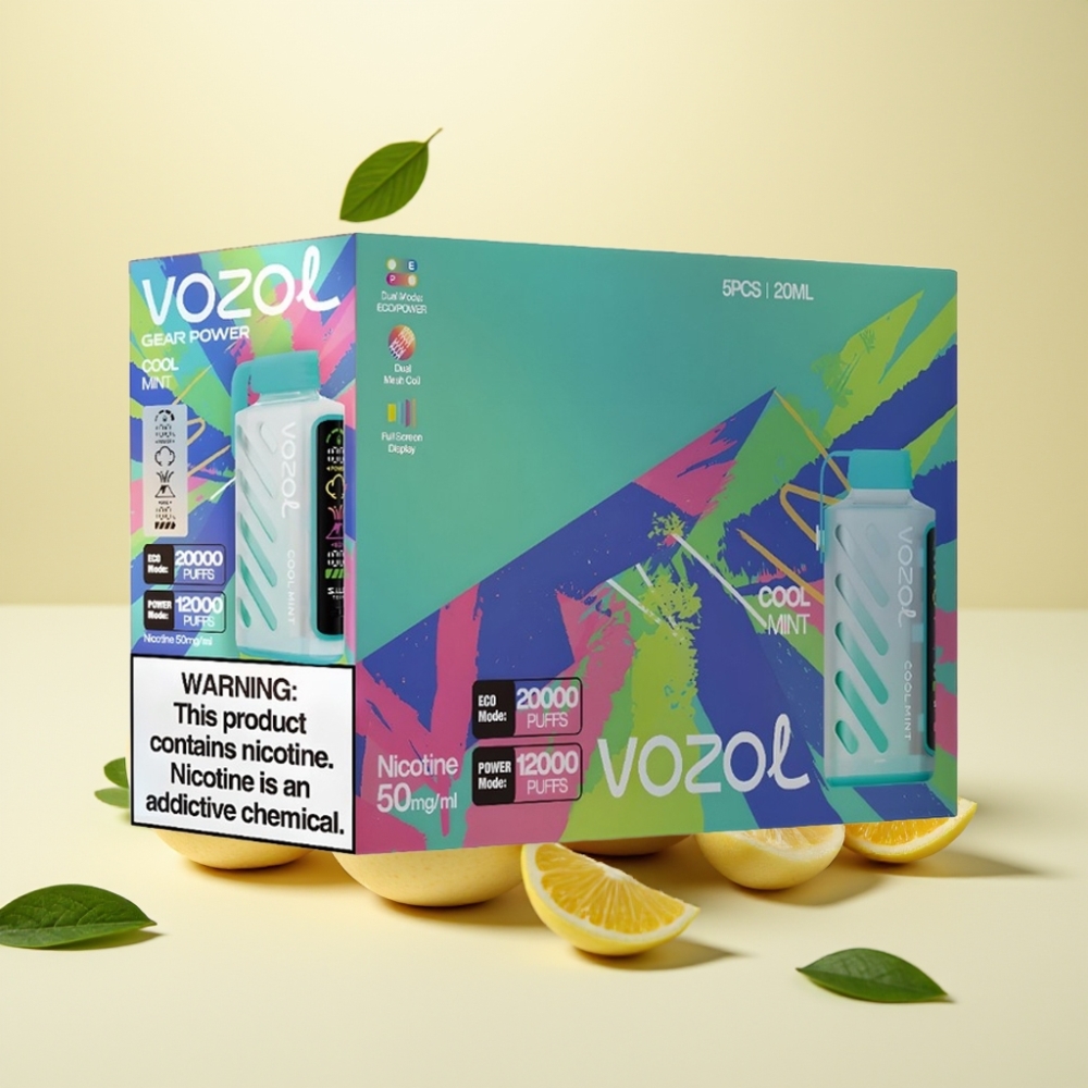 VOZOL Gear Power 20000 Puffs Dual Mesh Coil Cool Mint Full Screen Display