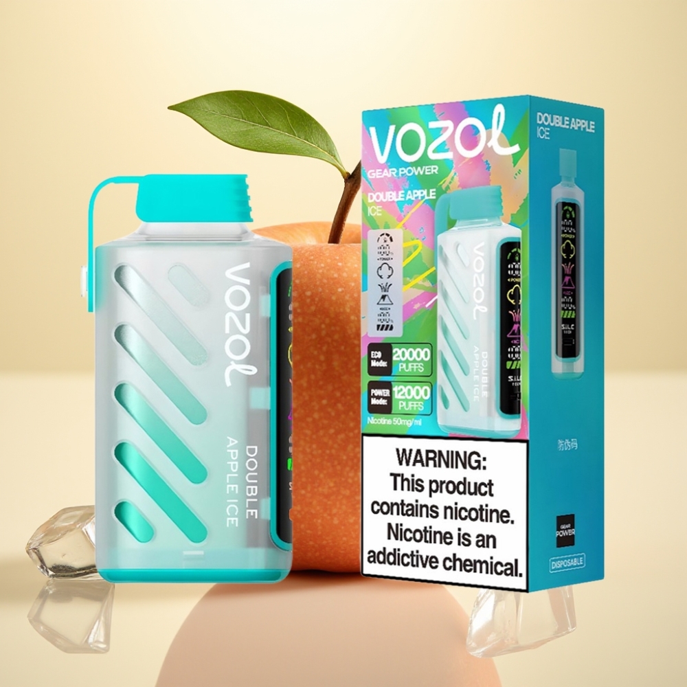 VOZOL Gear Power 20000 Puffs Dual Mesh Coil Full Screen Display Dulce Măr Gheață