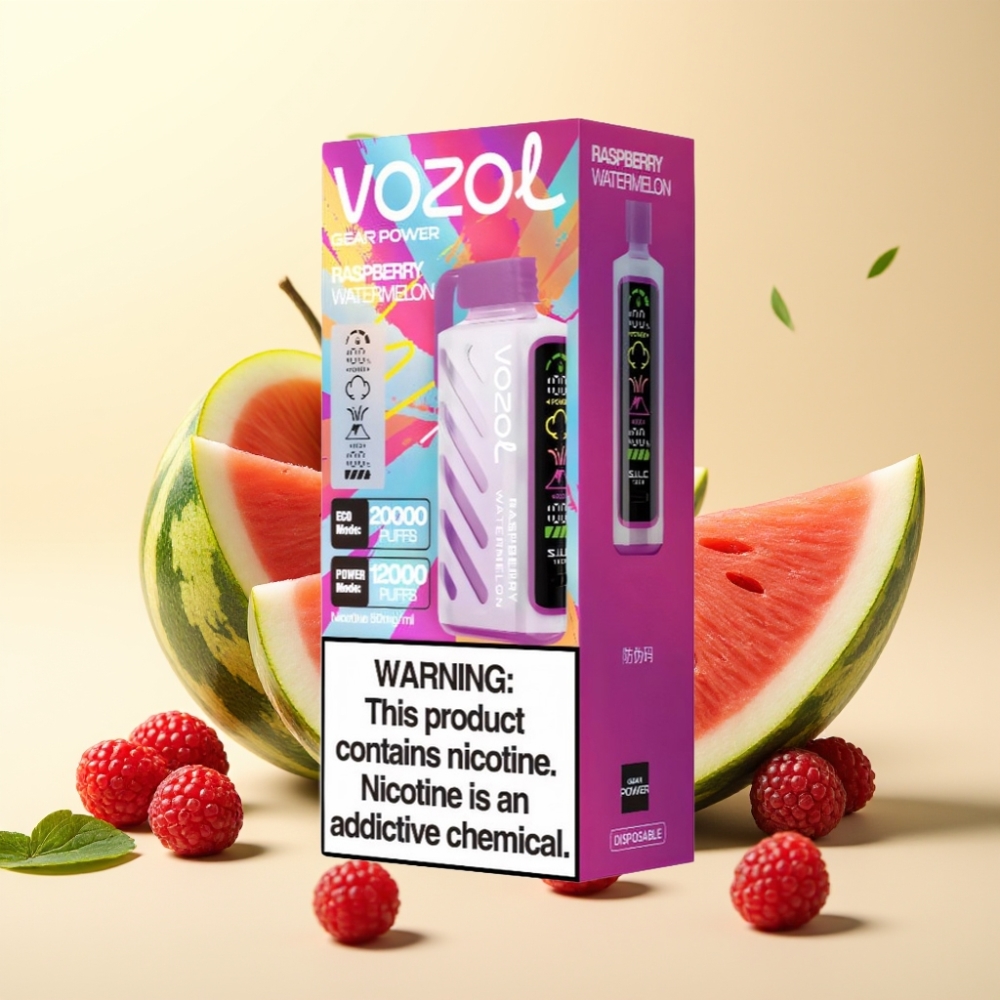 VOZOL Gear Power 20000 Puffs Dual Mesh Coil Raspberry Watermelon 20mL 5%