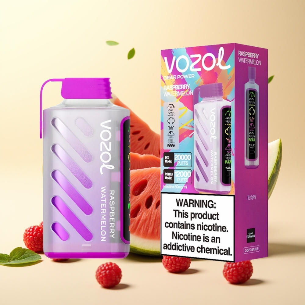VOZOL Gear Power 20000 Puffs Dual Mesh Coil Raspberry Watermelon 20mL 5%