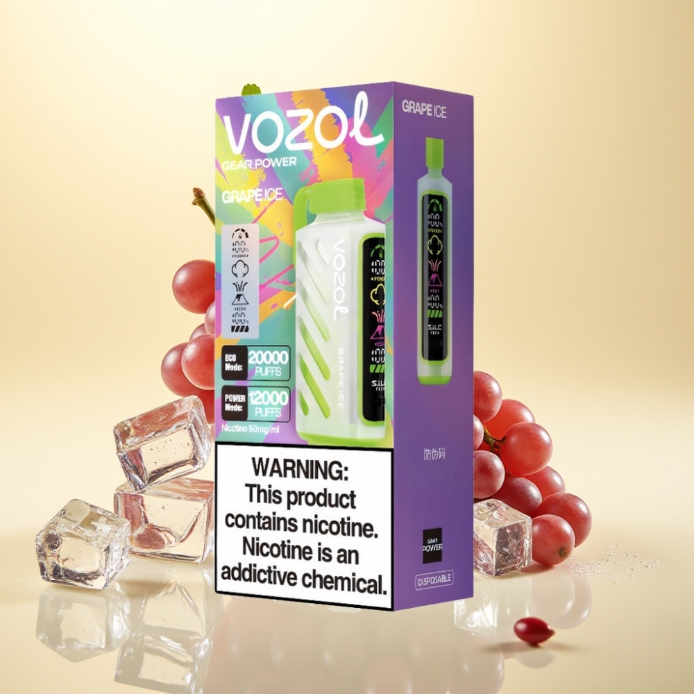 VOZOL Gear Power 20000 Puffs S.i.L.C. Tech Dual Mesh Coil 20mL Gheață de Struguri