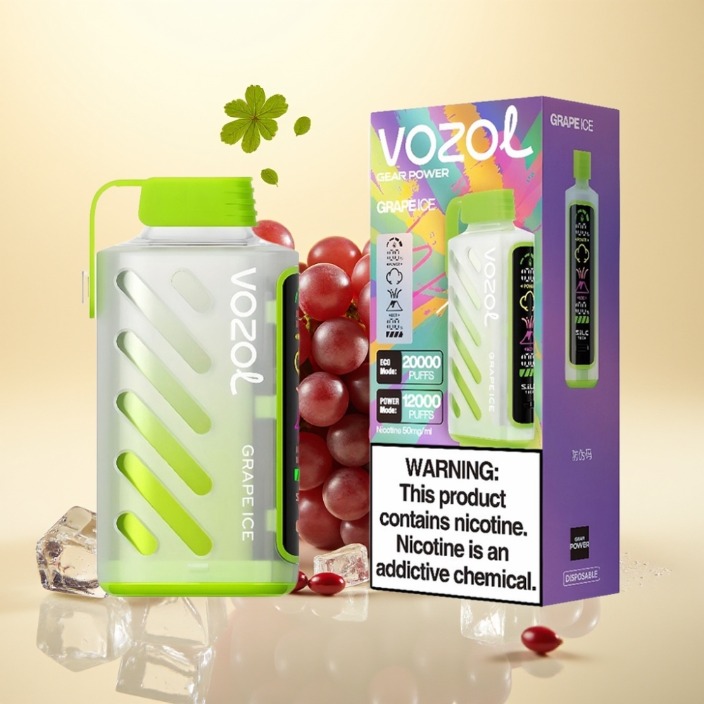 VOZOL Gear Power 20000 Puffs S.i.L.C. Tech Dual Mesh Coil 20mL Gheață de Struguri