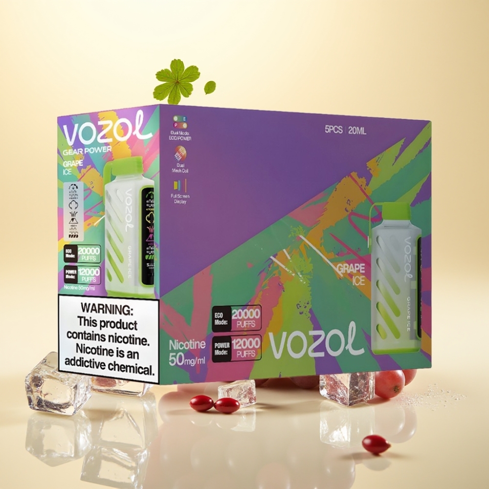 VOZOL Gear Power 20000 Puffs S.i.L.C. Tech Dual Mesh Coil 20mL Gheață de Struguri