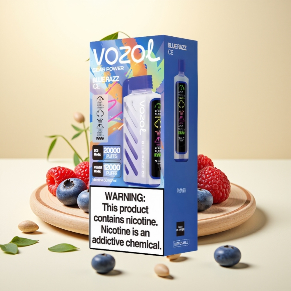 VOZOL Gear Power 20000 Puffs S.i.L.C. Tech Dual Mesh Coil Zmeură Albastră Gheață