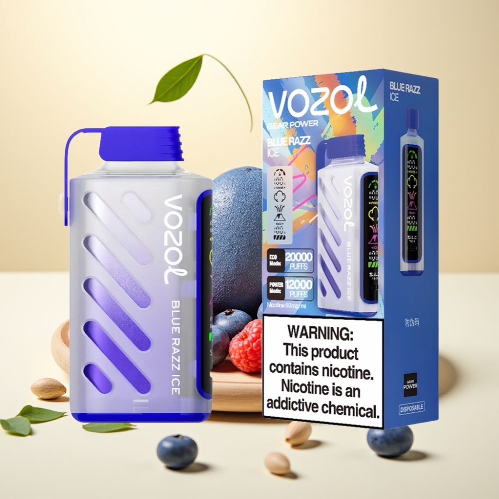 VOZOL Gear Power 20000 Puffs S.i.L.C. Tech Dual Mesh Coil Zmeură Albastră Gheață