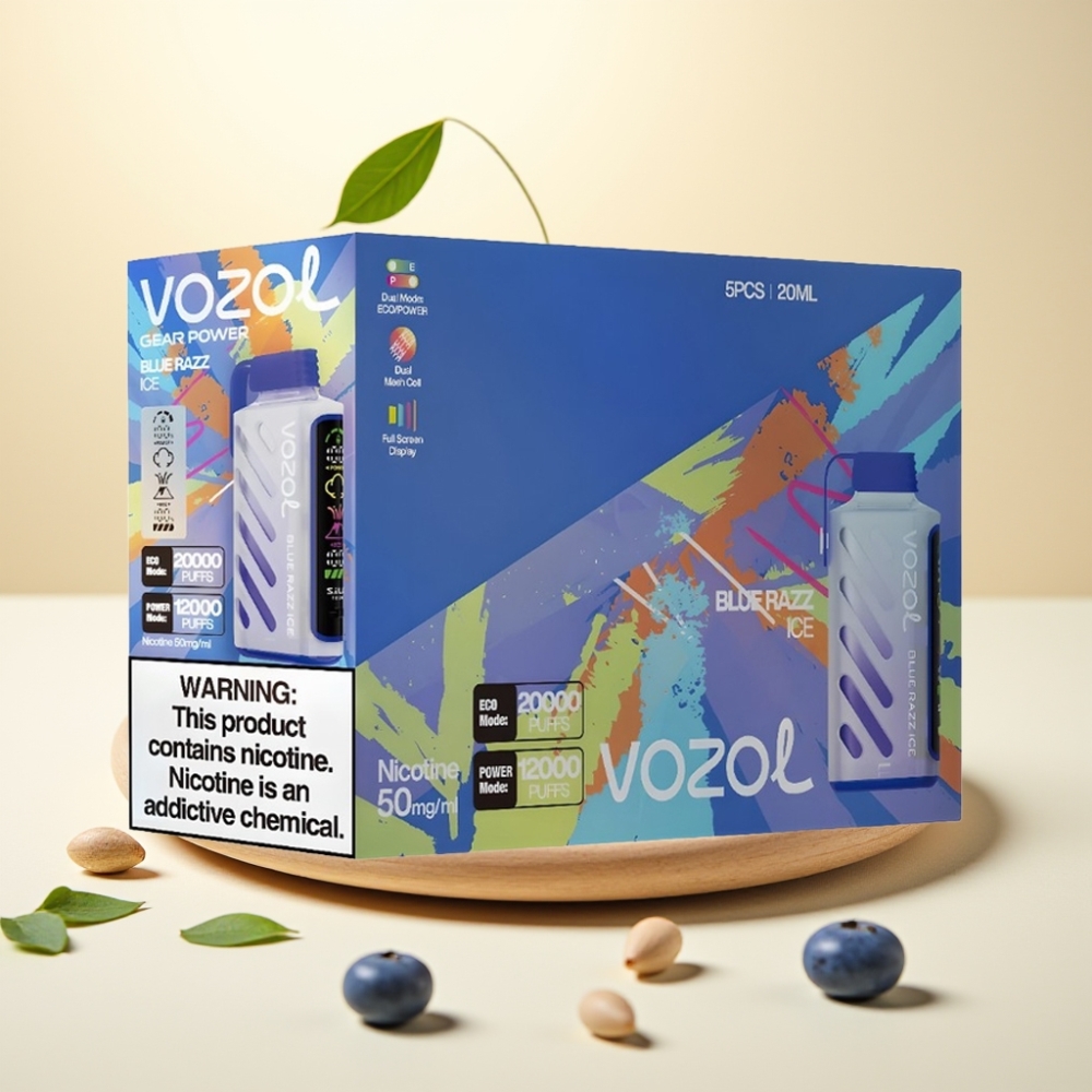 VOZOL Gear Power 20000 Puffs S.i.L.C. Tech Dual Mesh Coil Zmeură Albastră Gheață