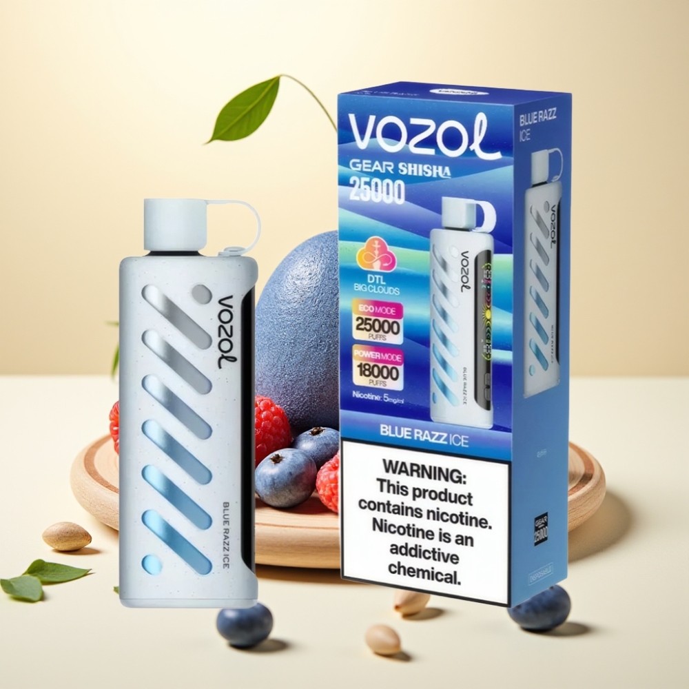 VOZOL Gear Shisha 25000 Puffs Dual Mesh Blue Razz Ice S.i.L.C Tech 1000mAh 5mg/ml