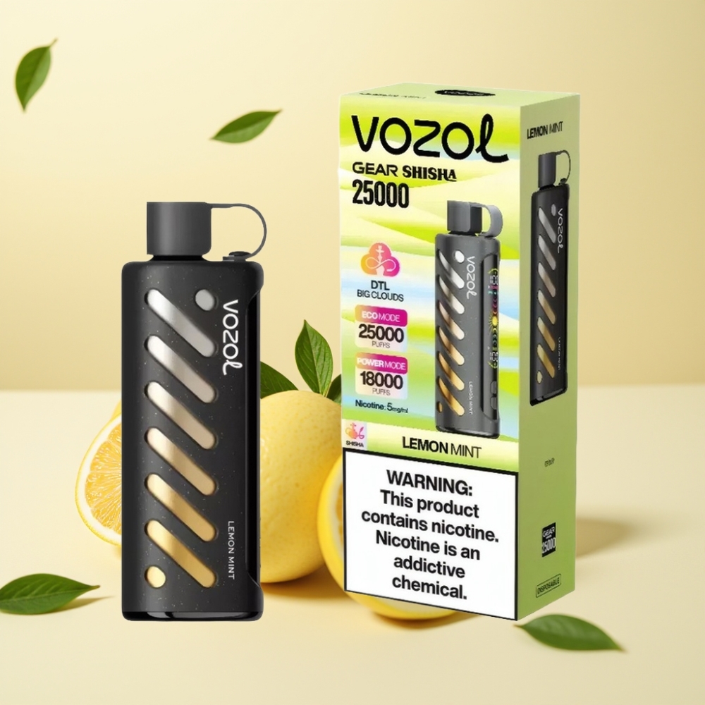 VOZOL Gear Shisha 25000 Puffs Dual Mesh Lemon Mint S.i.L.C Tech 1000mAh