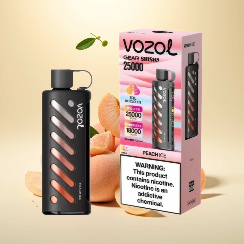 VOZOL Gear Shisha 25000 Puffs Peach Ice Dual Mesh S.i.L.C Tech 1000mAh